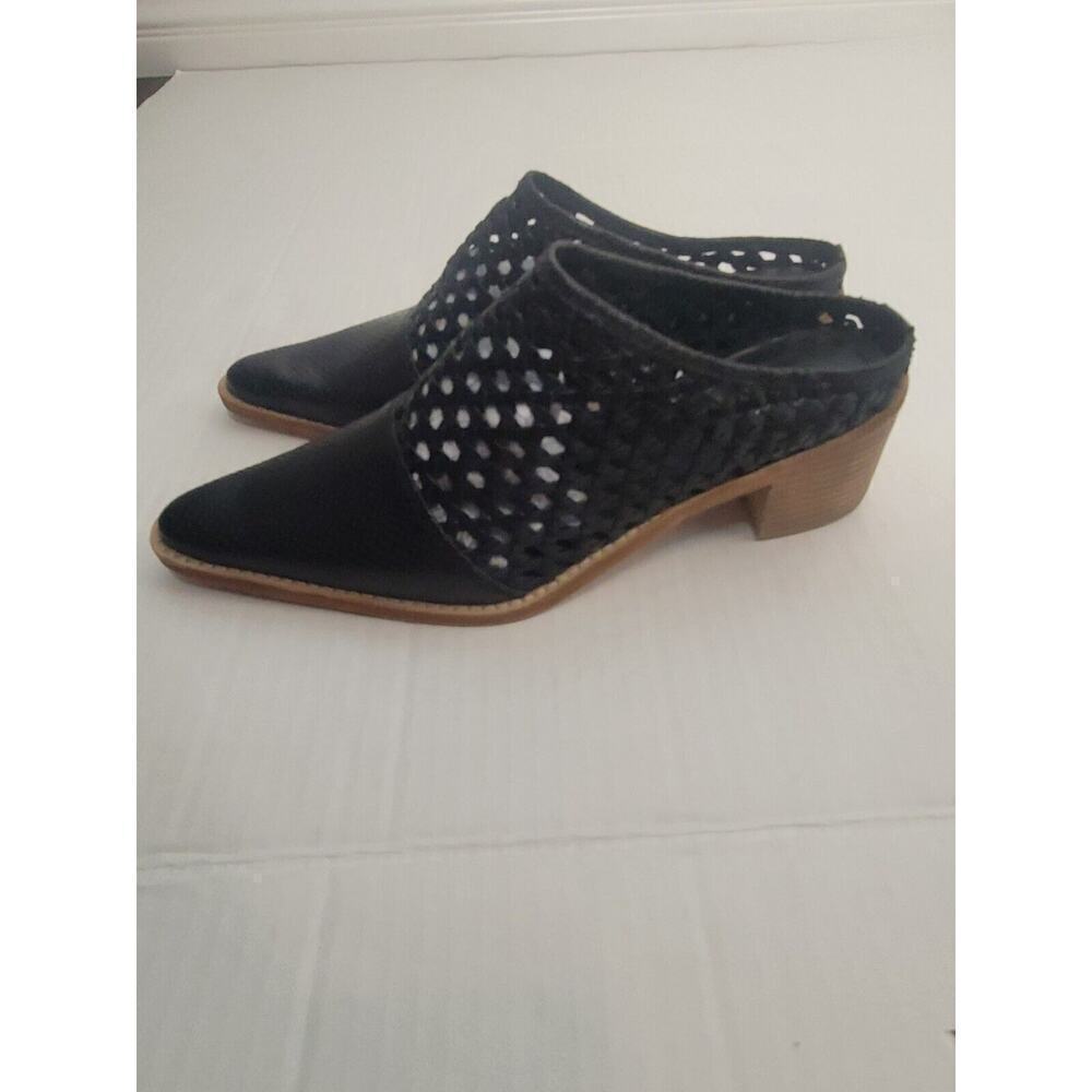 Roolee Woven Leather Mule Womens 10 Western Clog Boho Coastal Pointed Toe Black